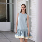 Round Neck Two-Tone Panel Sleeveless Mini Dress